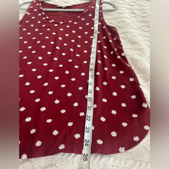 LOFT Dark Burgundy Sleeveless Polka Dot Pattern Blouse Women’s Size Small - Picture 10 of 12